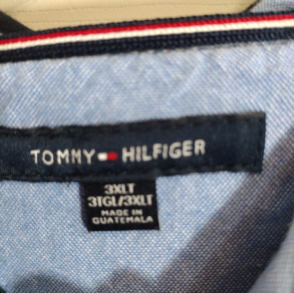 Tommy Hilfiger Polo Short Sleeve Blue Bamboo Print Size  3XLT check measurements - Picture 7 of 7